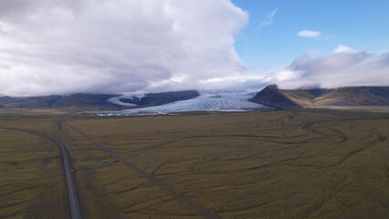 Fjallsarlon and Breidarlonis glacial lagoons in Iceland, on the southern end of  Vatnajökull glacier. Vatnajokull Glacier is the largest glacier in Europe.