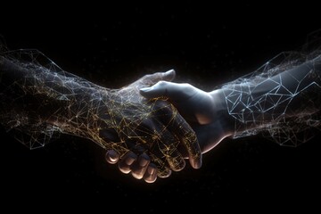 Shaking hands at the conclusion of a business deal. Generative AI - obrazy, fototapety, plakaty