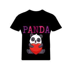 t shirt design with  panda  B S C,S , P N, TOKYO, C B, LOVE   black white  green color