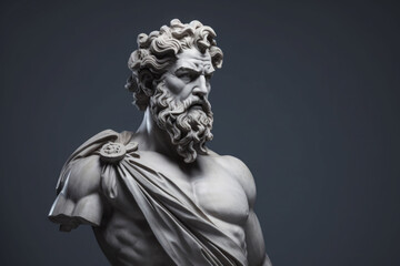 Ancient greek sculpture. Statue on gray background. AI generated