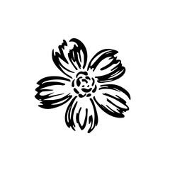 Simple sketch of flower abstract. Hand drawn with a black brush on a white background. Plain doodle. Element for wedding invitation design. Vector illustration isolated