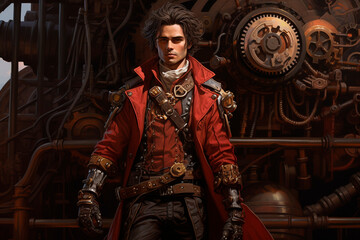 Steampunk cartoon hero