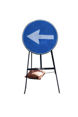Mandatory direction road sign isolated