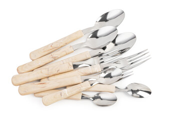 Stylish cutlery isolated on white background