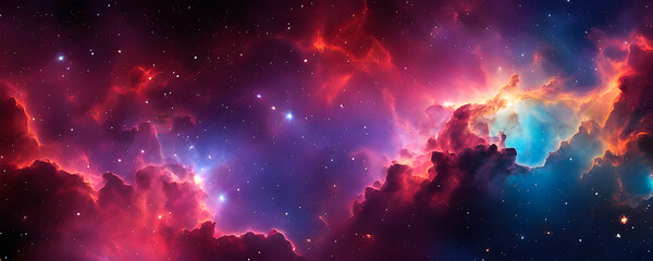 Beautiful and realistic deep space banner featuring a colorful nebula.