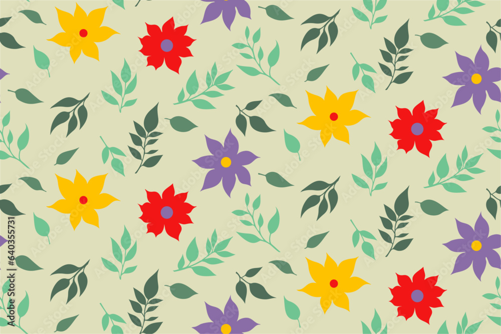 Aufkleber flower seamless pattern. retro abstract floral seamless pattern. bright colors, painting on a light 