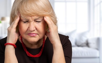 elderly women with health problems. feel bad
