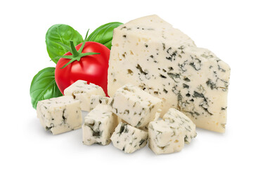 Blue cheese isolated on white background with  full depth of field.