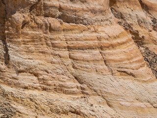 Abstract Rustrel canyon ocher cliffs landscape. Provencal Colorado near Roussillon, Southern France.
