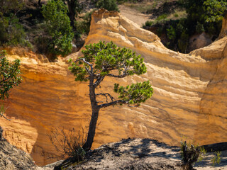 Colorful rock formations from ocher in the Colorado Provencal, Provence, France