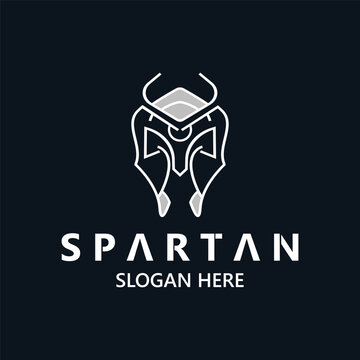 Spartan Helmet Warrior Logo template. spartan flat design vector