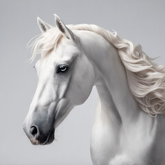 beautiful white horse, close-up