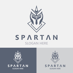 Spartan Helmet Warrior Logo template. spartan flat design vector