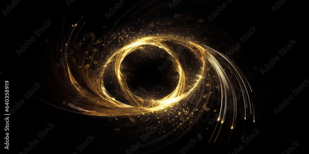 Fototapete Abstract Aurorapunk on Black Background. Tangled Forms and Flickering Light Convey Dynamic Elegance with Organic Material, Creating a Surreal Symphony of Visual Allure