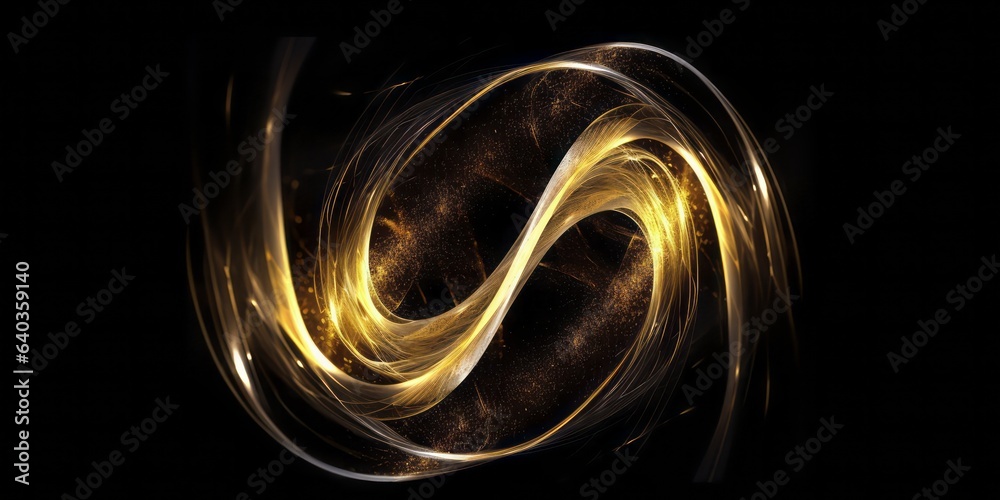 Aufkleber Abstract Aurorapunk on Black Background. Tangled Forms and Flickering Light Convey Dynamic Elegance with Organic Material, Creating a Surreal Symphony of Visual Allure