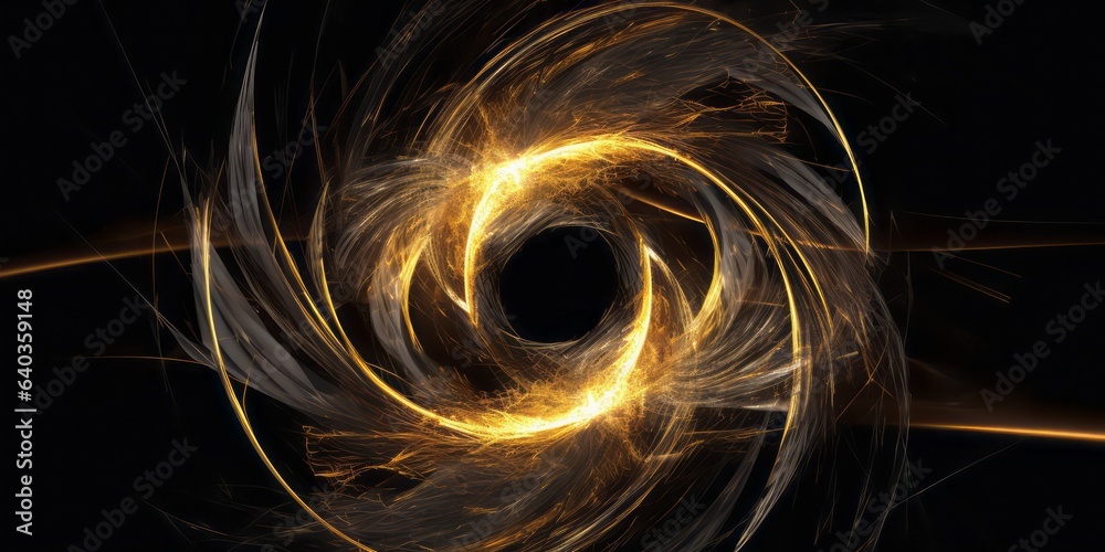 Poster Abstract Aurorapunk on Black Background. Tangled Forms and Flickering Light Convey Dynamic Elegance with Organic Material, Creating a Surreal Symphony of Visual Allure