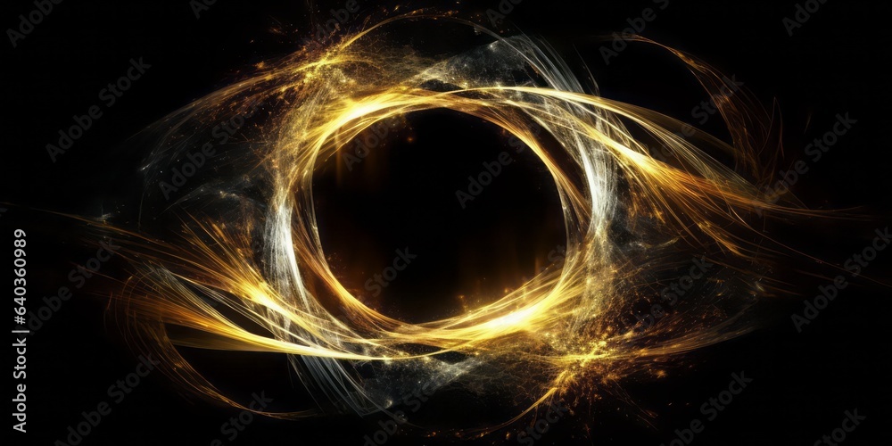 Aufkleber Abstract Aurorapunk on Black Background. Tangled Forms and Flickering Light Convey Dynamic Elegance with Organic Material, Creating a Surreal Symphony of Visual Allure