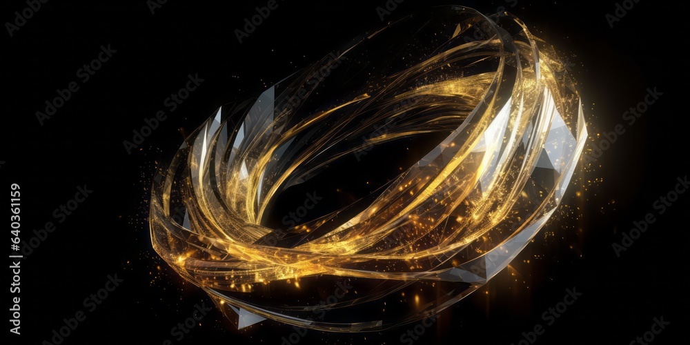 Poster Abstract Aurorapunk on Black Background. Tangled Forms and Flickering Light Convey Dynamic Elegance with Organic Material, Creating a Surreal Symphony of Visual Allure