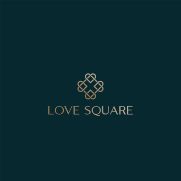 Love Square logo which includes square created by 4 hearts in way of celtic knots.