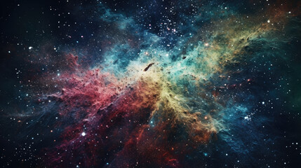 Naklejka premium Cosmic artistic illustration. Colorful galaxy background with stars.