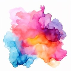 Colorful watercolor stain isolated on a white background AI