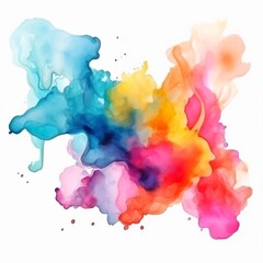 Colorful watercolor stain isolated on a white background AI