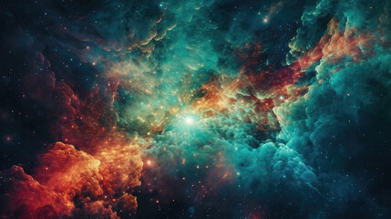Fototapeta na wymiar Cosmic artistic illustration. Colorful galaxy background with stars.