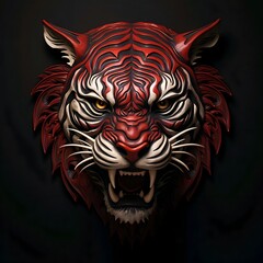 Red angry tiger head on the wall vector. hd, 4k, 8k quality