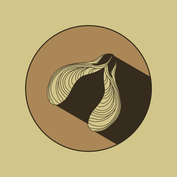 recommend clip art: Logo of shaped maple seeds. Vector images of natural elements on brown background for eco design. Linear drawing of maple lionfish. 