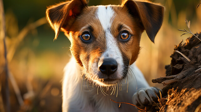 portrait of a Jack Russell Terrier, capturing its alert expression
