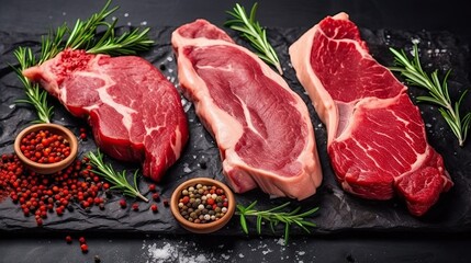 Raw beef steaks 