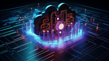 Obraz premium Secure Circuitry: Futuristic Padlock and Binary Codes in Cybersecurity Infrastructure, Digital Privacy Concept, 3D Render