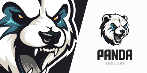 Illustrated Panda Logo Design: Perfect for Sport and E-Sport Gaming Teams
