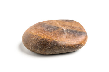 Fototapeta na wymiar Brown pebble stone on white background