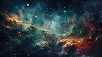 Endless universe with stars and galaxies in outer space. Cosmos art.