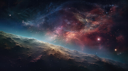 Endless universe with stars and galaxies in outer space. Cosmos art.