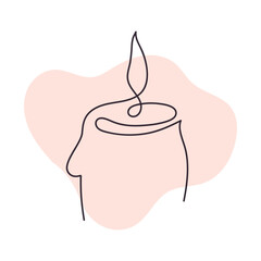 Candle silhouette in one line style
