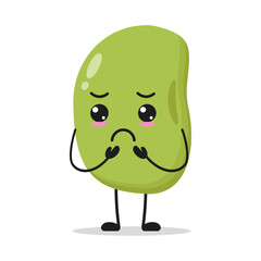 Cute gloomy mung bean character. Funny sad bean cartoon emoticon in flat style. mung bean emoji vector illustration