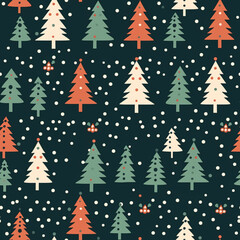 Christmas tree seamless pattern, holiday country style print for wallpaper, wrapping paper, scrapbook, fabric and product design, generative ai