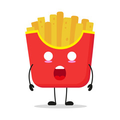 Cute shocked french fries character. Funny junk food cartoon emoticon in flat style. potato fries emoji vector illustration