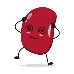Cute dizzy red bean character. Funny confused bean cartoon emoticon in flat style. red bean emoji vector illustration