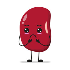 Cute gloomy red bean character. Funny sad bean cartoon emoticon in flat style. red bean emoji vector illustration