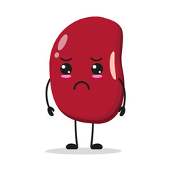 Cute sad red bean character. Funny unhappy bean cartoon emoticon in flat style. red bean emoji vector illustration
