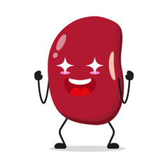 Cute excited red bean character. Funny electrifying bean cartoon emoticon in flat style. red bean emoji vector illustration
