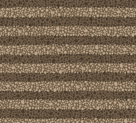 Bobbled endless leather-like pattern of casual beige stripes on brown backdrop; neutral organic textured vector print in earth tones