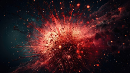 Fototapeta na wymiar explosion of red stars in outer space.