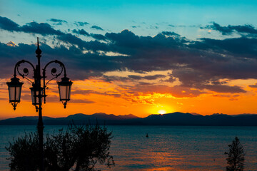 Sunset, Lake Garda, Lago di Garda, Lazise. Italy.