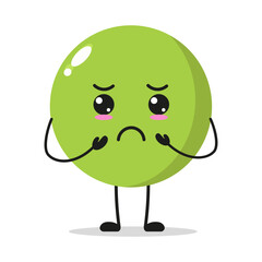 Cute gloomy peas character. Funny sad vegetable cartoon emoticon in flat style. bean emoji vector illustration