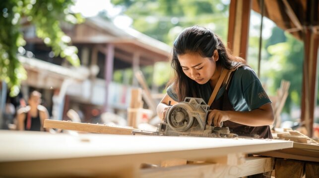 diversity and inclusivity photography woman working on carpentry