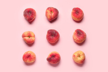 Sweet fig peaches on pink background